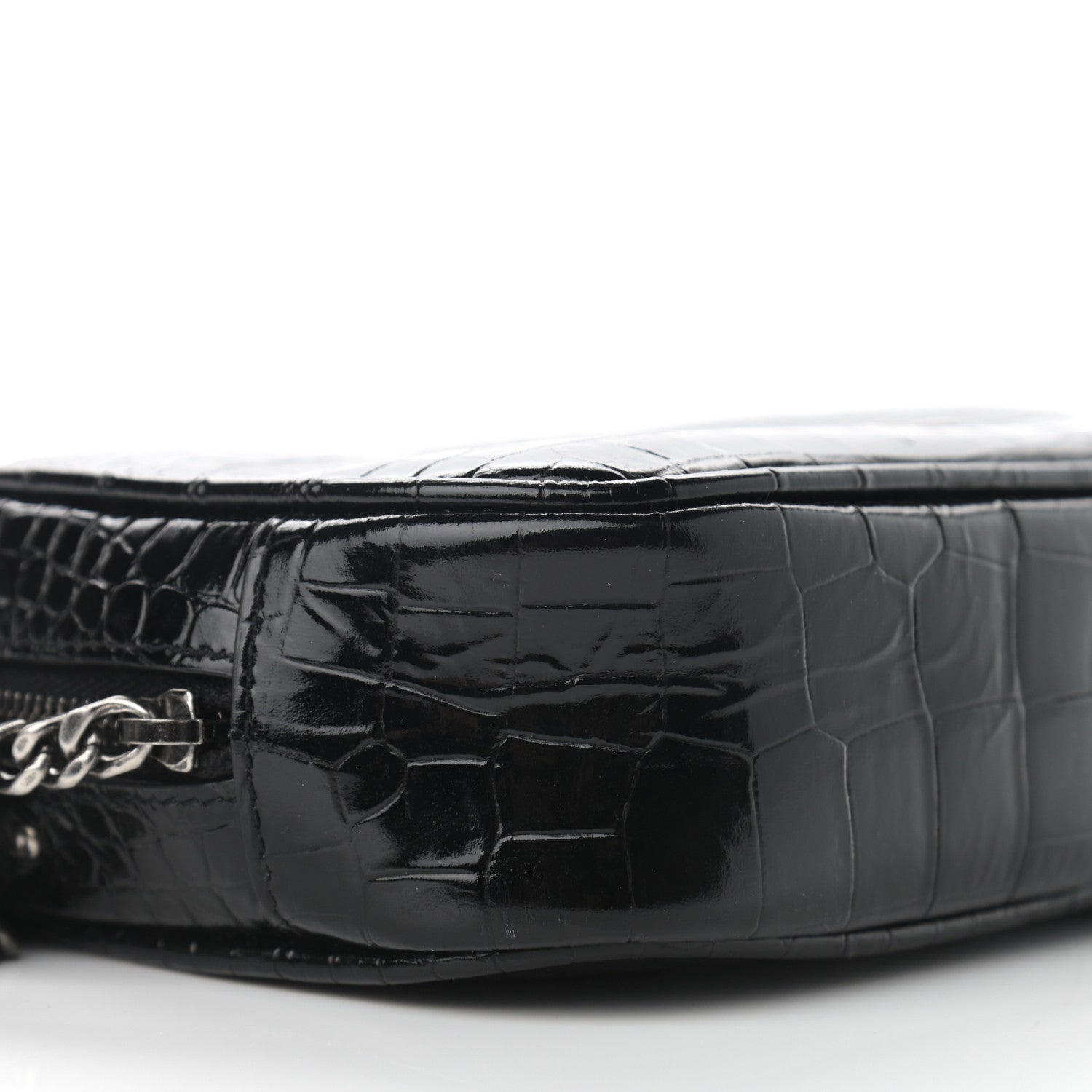 Saint Laurent Calfskin Crocodile Embossed Monogram Mini Lou Camera Bag Black 9 of 10