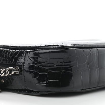 Saint Laurent Calfskin Crocodile Embossed Monogram Mini Lou Camera Bag Black 9 of 10