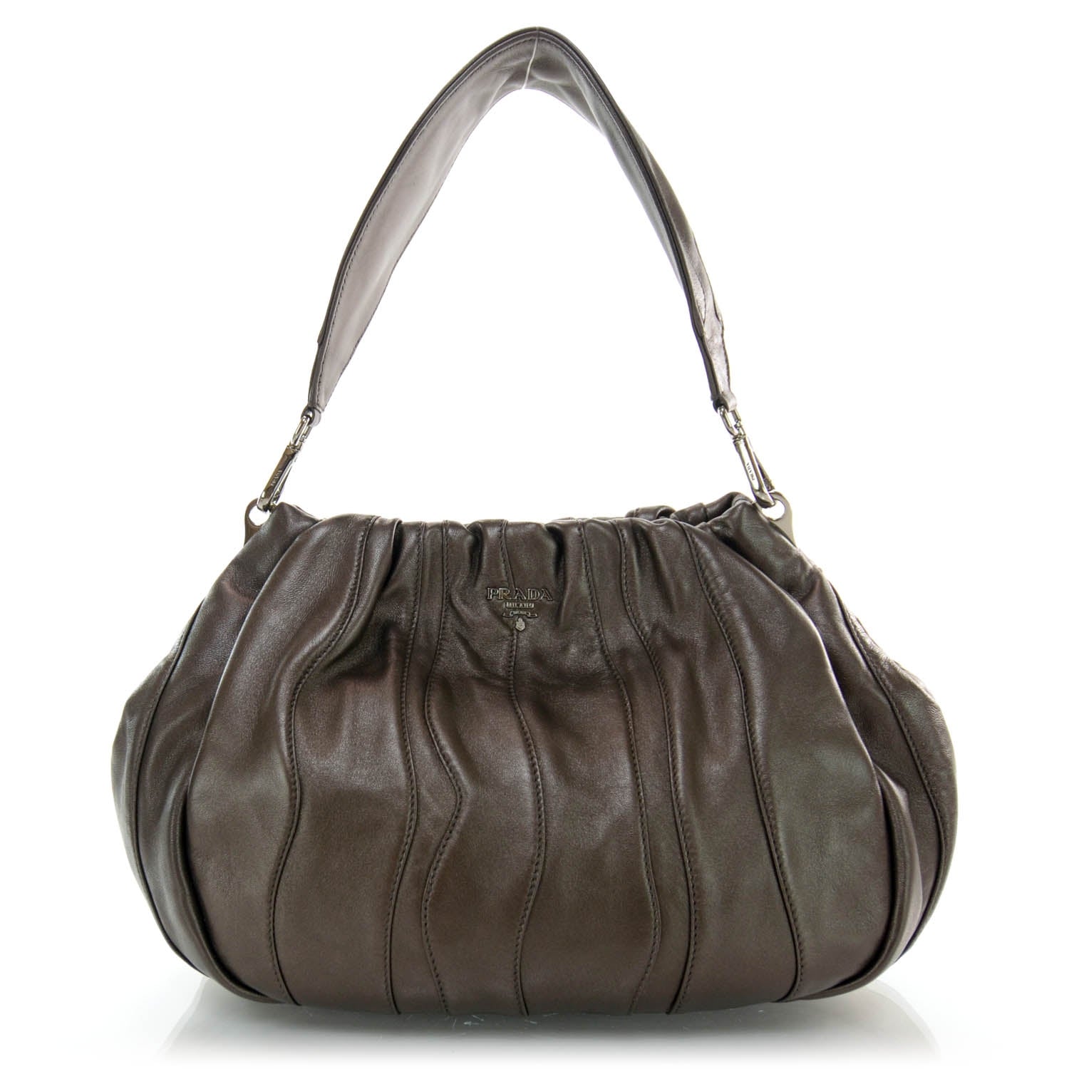Prada Nappa Mordore Stripes Shoulder Bag Graphite 1 of 9