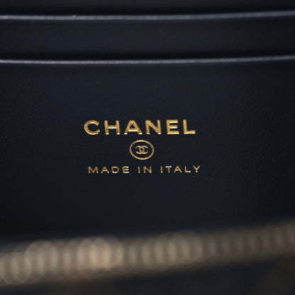 Chanel Denim Quilted Vanity Case With Chain Dark Blue 6 of 11