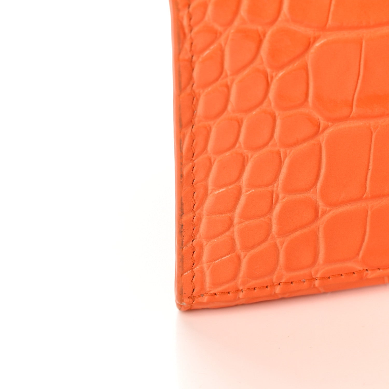 Balenciaga Shiny Calfskin Crocodile Embossed Small Hourglass Top Handle Bag Orange 15 of 18
