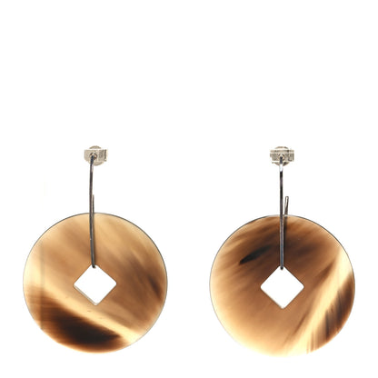 Hermes Sterling Silver Lacquered Horn Earrings Brown 1 of 4