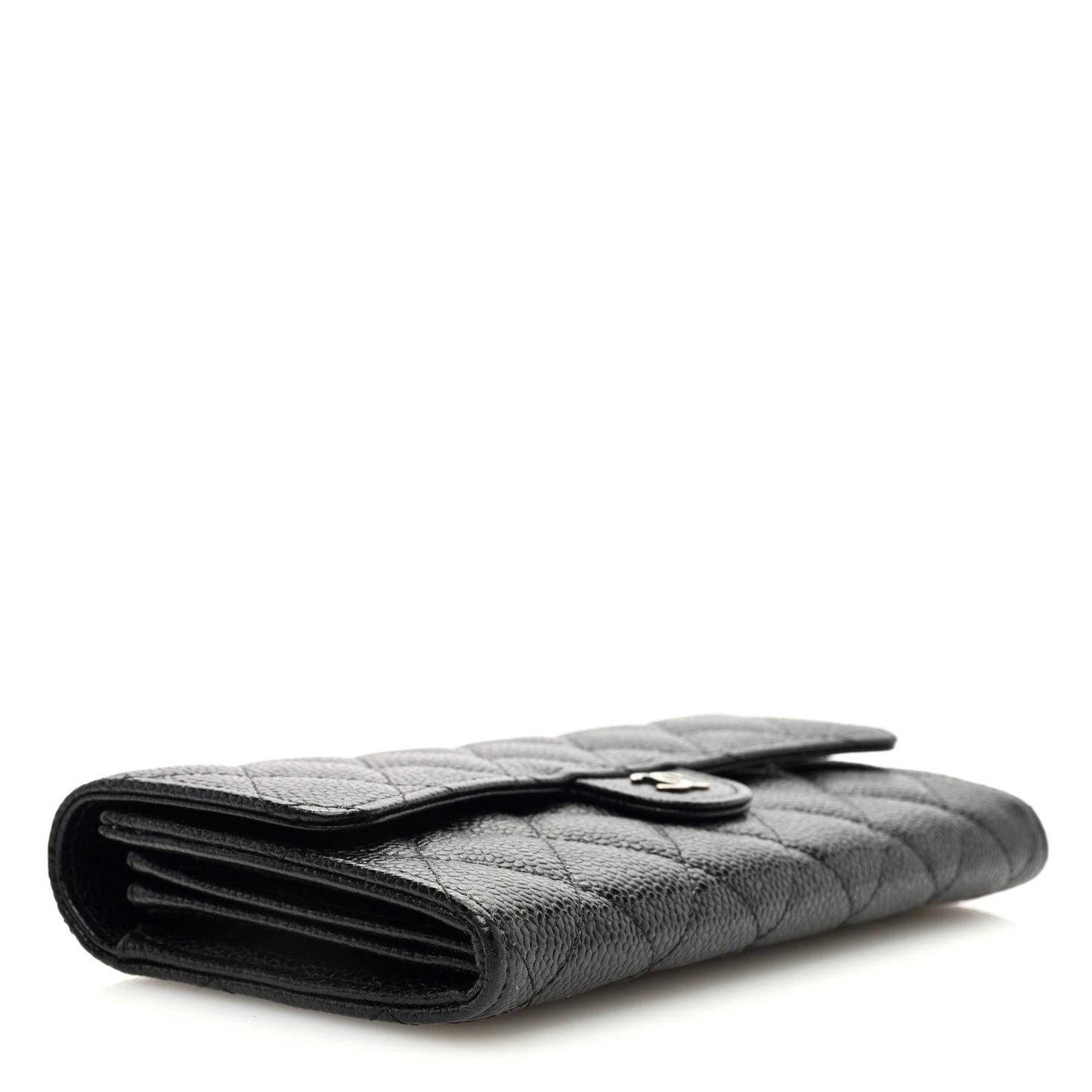 Caviar Quilted Large Flap Wallet Black