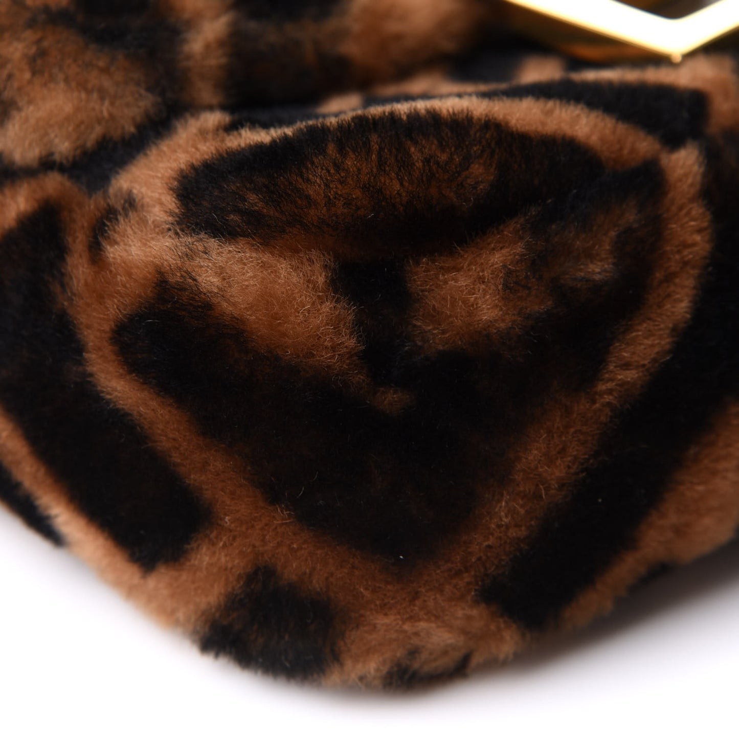 Shearling Vitello Dolce Macro FF 1974 Mini Baguette Tobacco Black