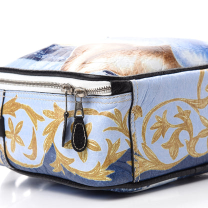 Balenciaga Agneau Floral Print Small Blanket Square Tote Bleu 6 of 9