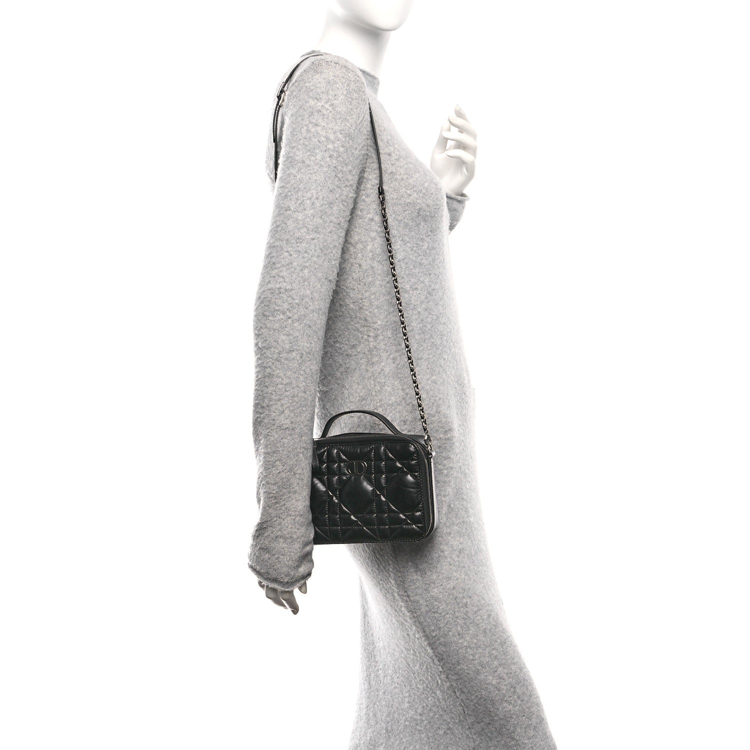 Christian Dior Calfskin Macrocannage Caro Box Bag Black 2 of 10