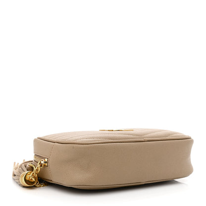 Saint Laurent Grain De Poudre Matelasse Monogram Mini Lou Camera Bag Dark Beige 3 of 10