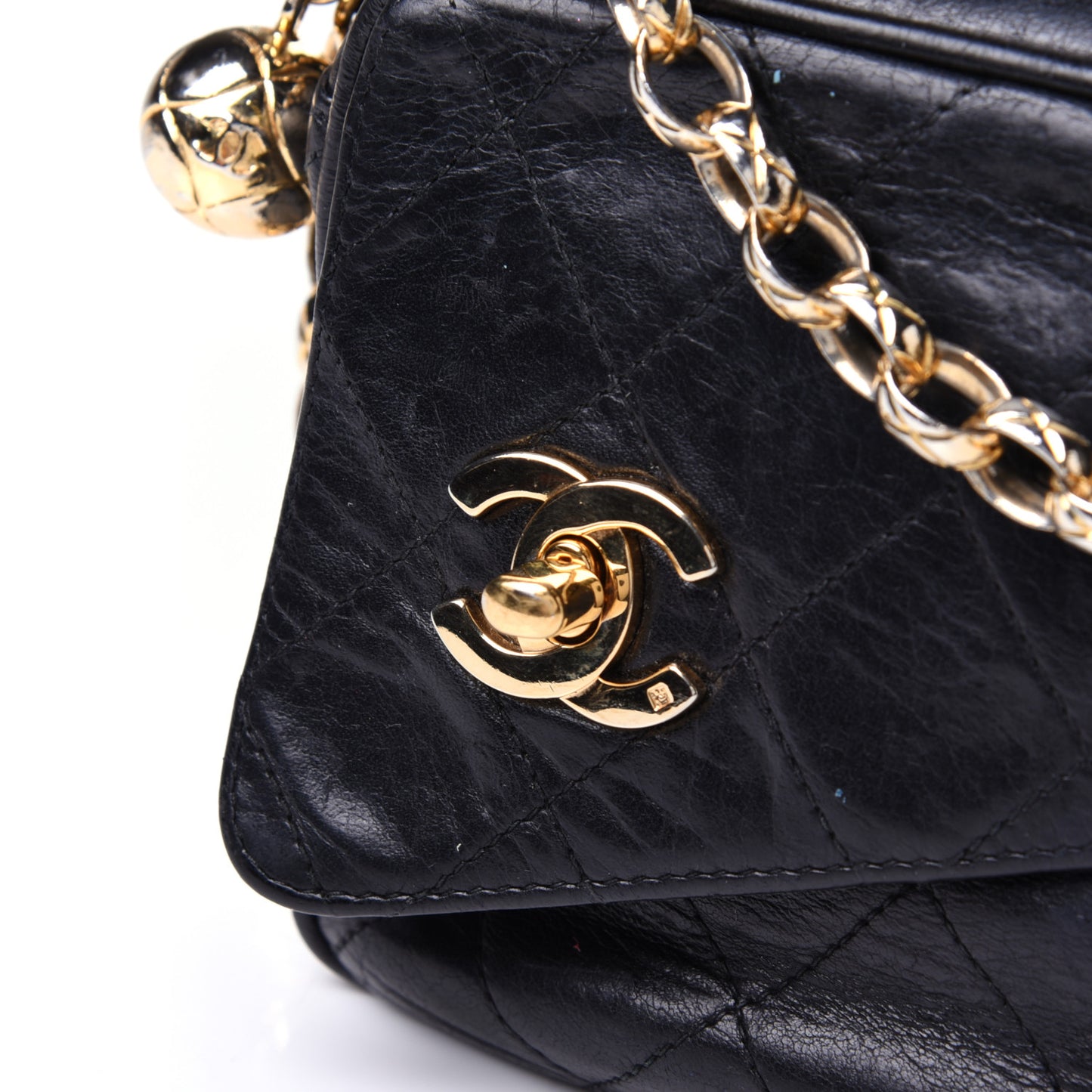 Lambskin Quilted Flap Camera Case Black
