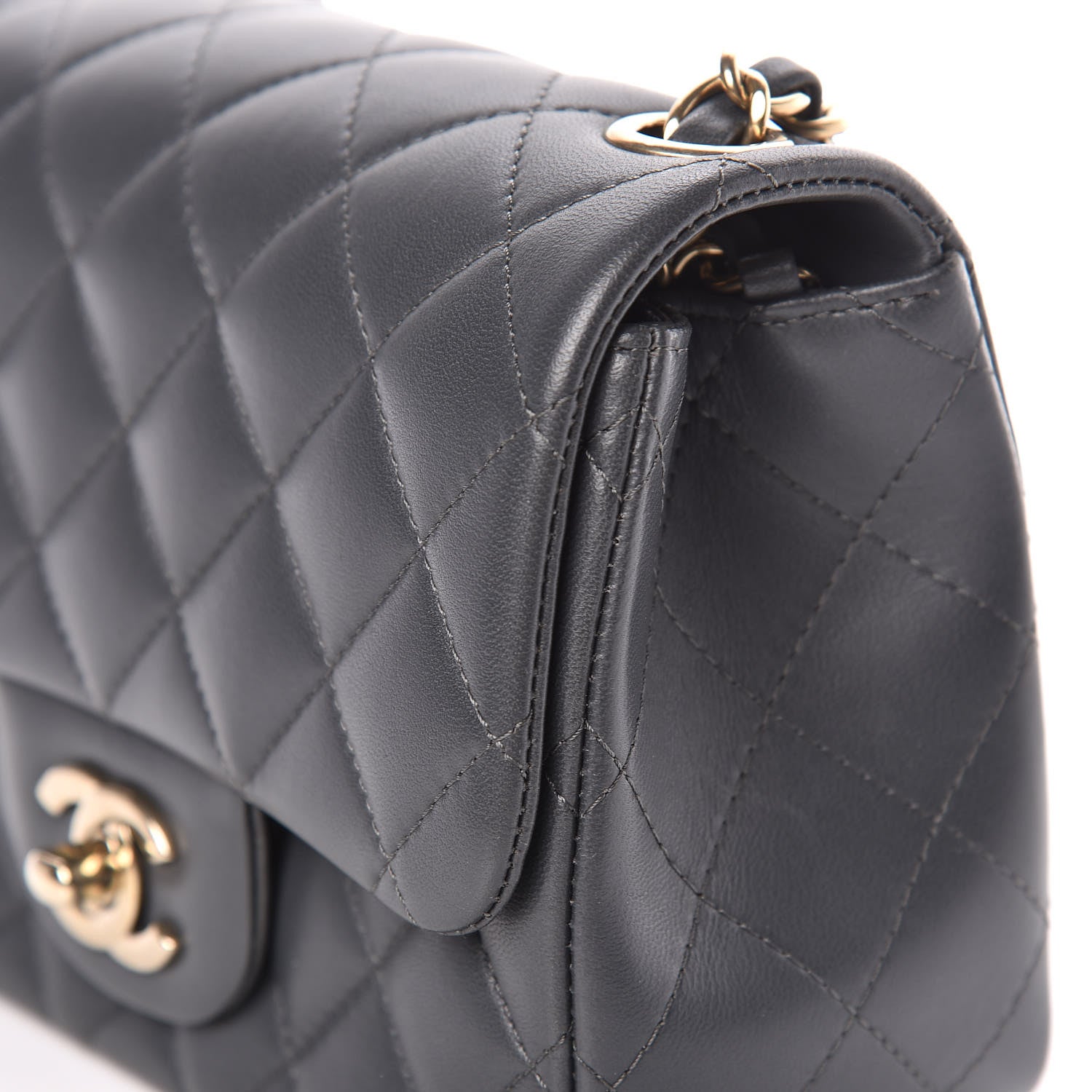 Chanel Lambskin Quilted Mini Square Flap Dark Grey 16 of 18