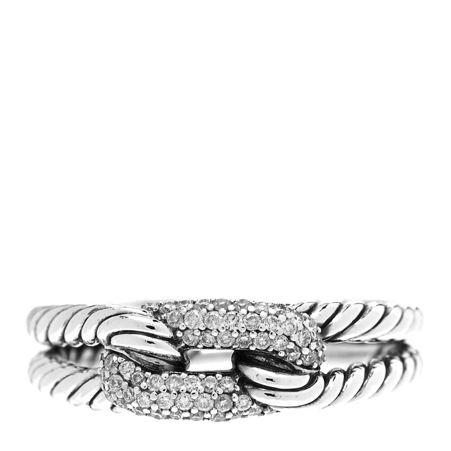 Sterling Silver Diamond Pave Petite Single Loop Labyrinth Ring 52 6
