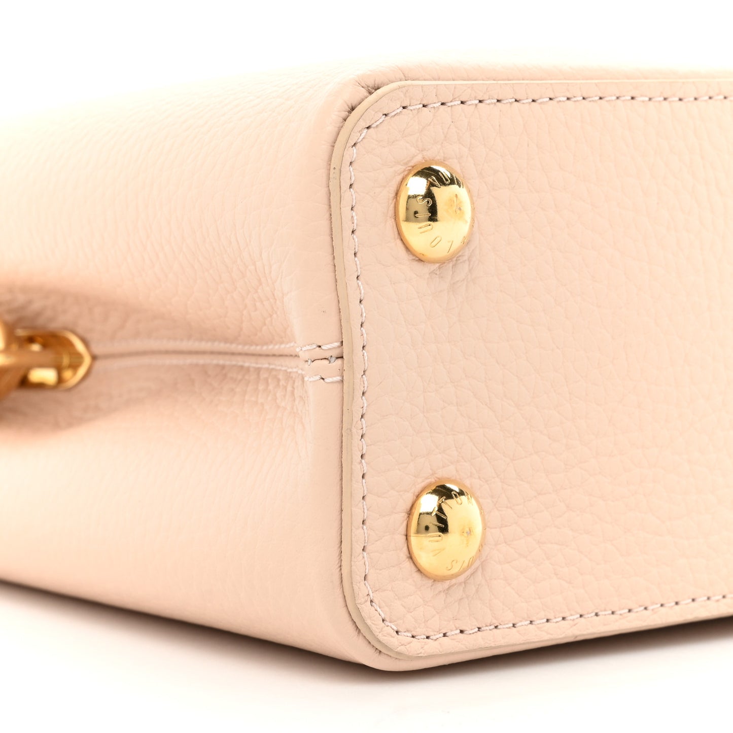 Taurillon Enamel Flower Chain Capucines BB Beige Yellow Creme