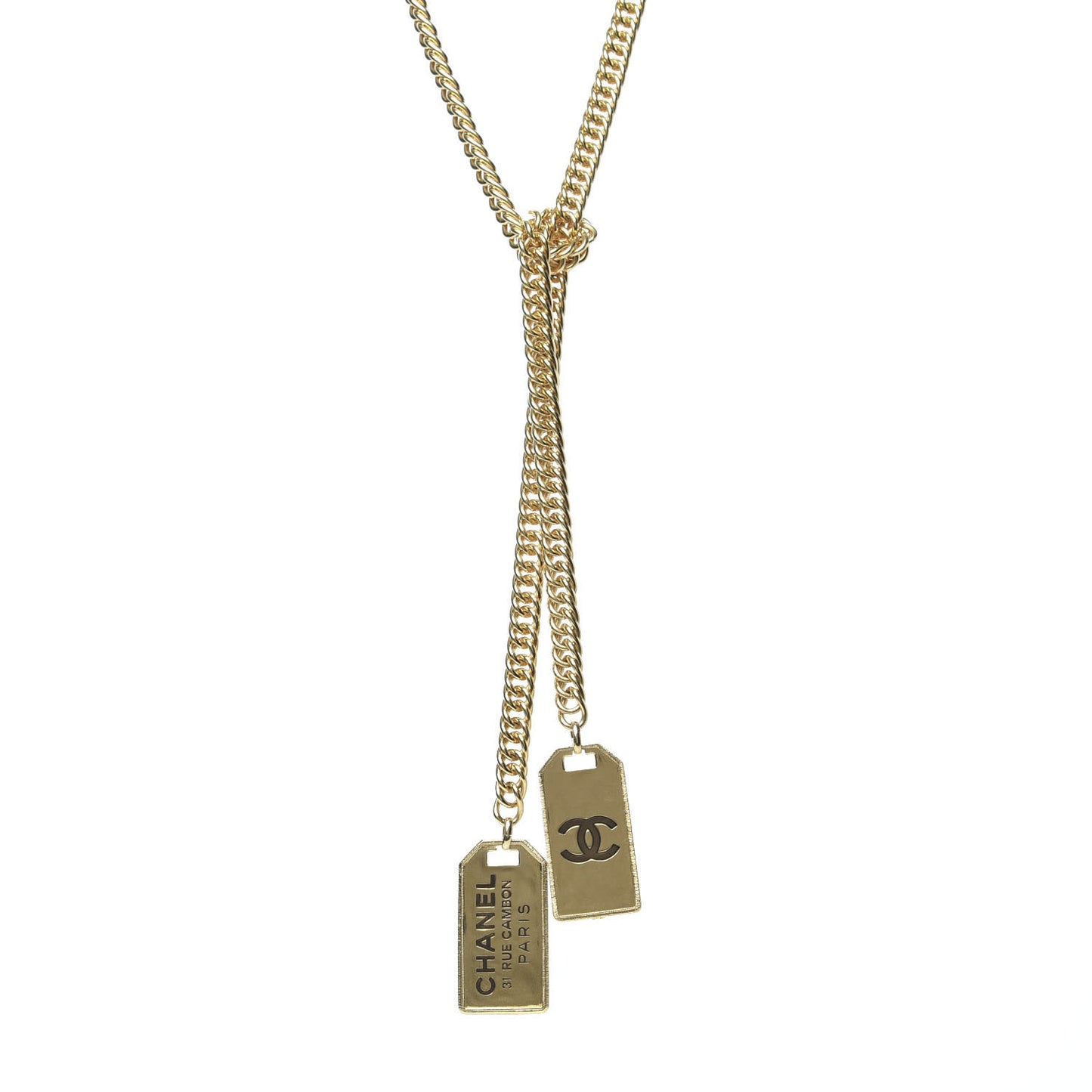 Metal ID Dog Tag Charm Necklace Gold
