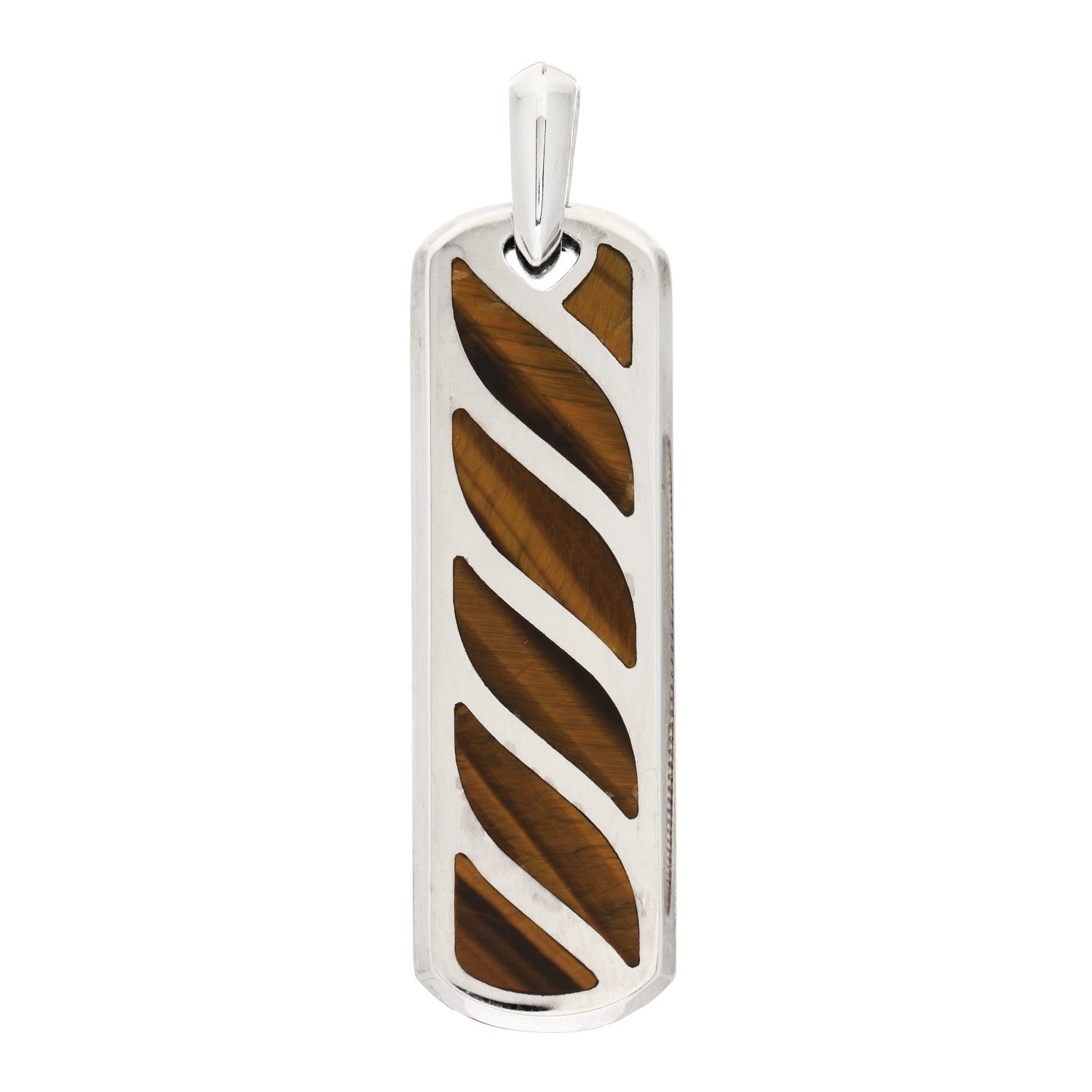 David Yurman Sterling Silver Tiger's Eye Graphic Cable Ingot Tag Pendant 1 of 3