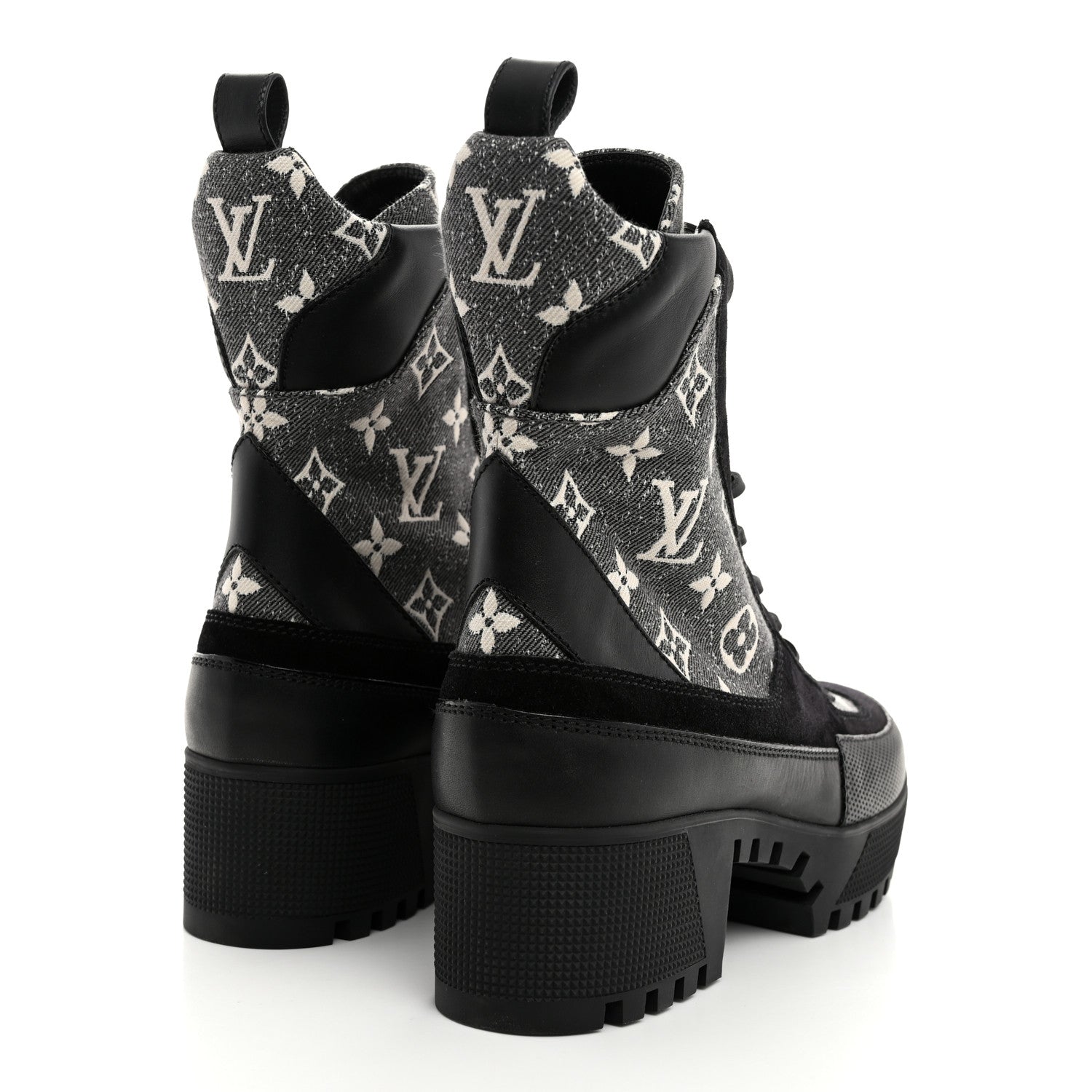 Louis Vuitton Calfskin Monogram Denim Laureate Platform Desert Boots 38 Grey 4 of 8