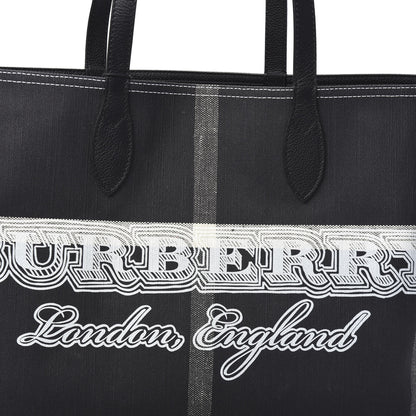 Burberry Coated Canvas Mega Check Medium Doodle Tote Black White 6 of 8
