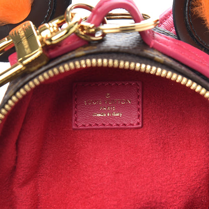 Louis Vuitton Monogram Calfskin Mink Fur Palm Springs Bear Bag Charm Key Holder Pink Orange 3 of 4