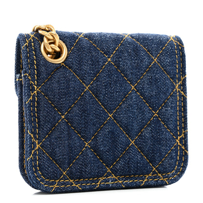 Chanel Denim Quilted Double You Flap Bag Charm Blue 3 of 8