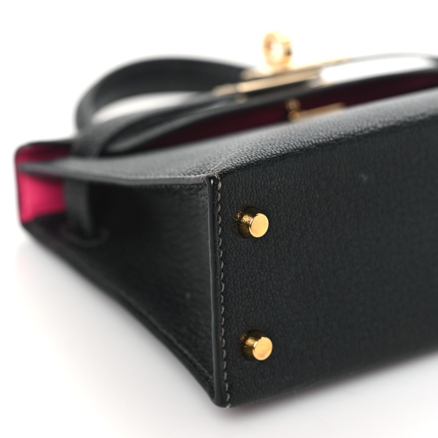 Chevre Mysore Horseshoe Mini Kelly Sellier 20 Black Rose Mexico
