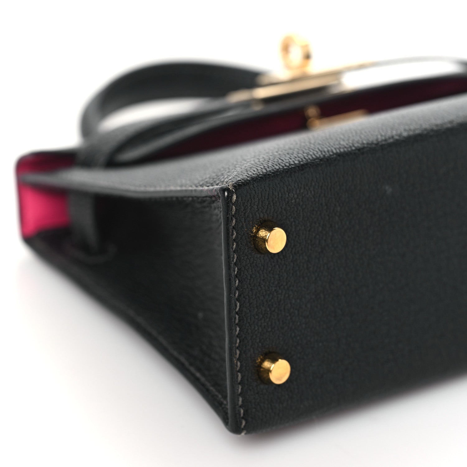 Hermes Chevre Mysore Horseshoe Mini Kelly Sellier 20 Black Rose Mexico 9 of 11