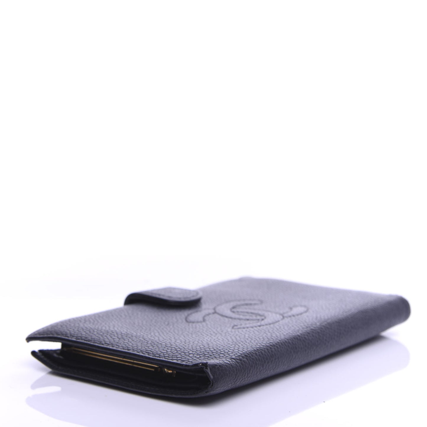 Caviar Timeless CC French Wallet Navy Blue