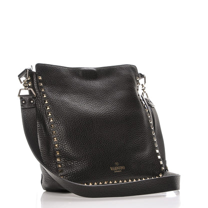 Valentino Garavani Pebbled Calfskin Large Rockstud Flip-Lock Messenger Bag Black 4 of 8