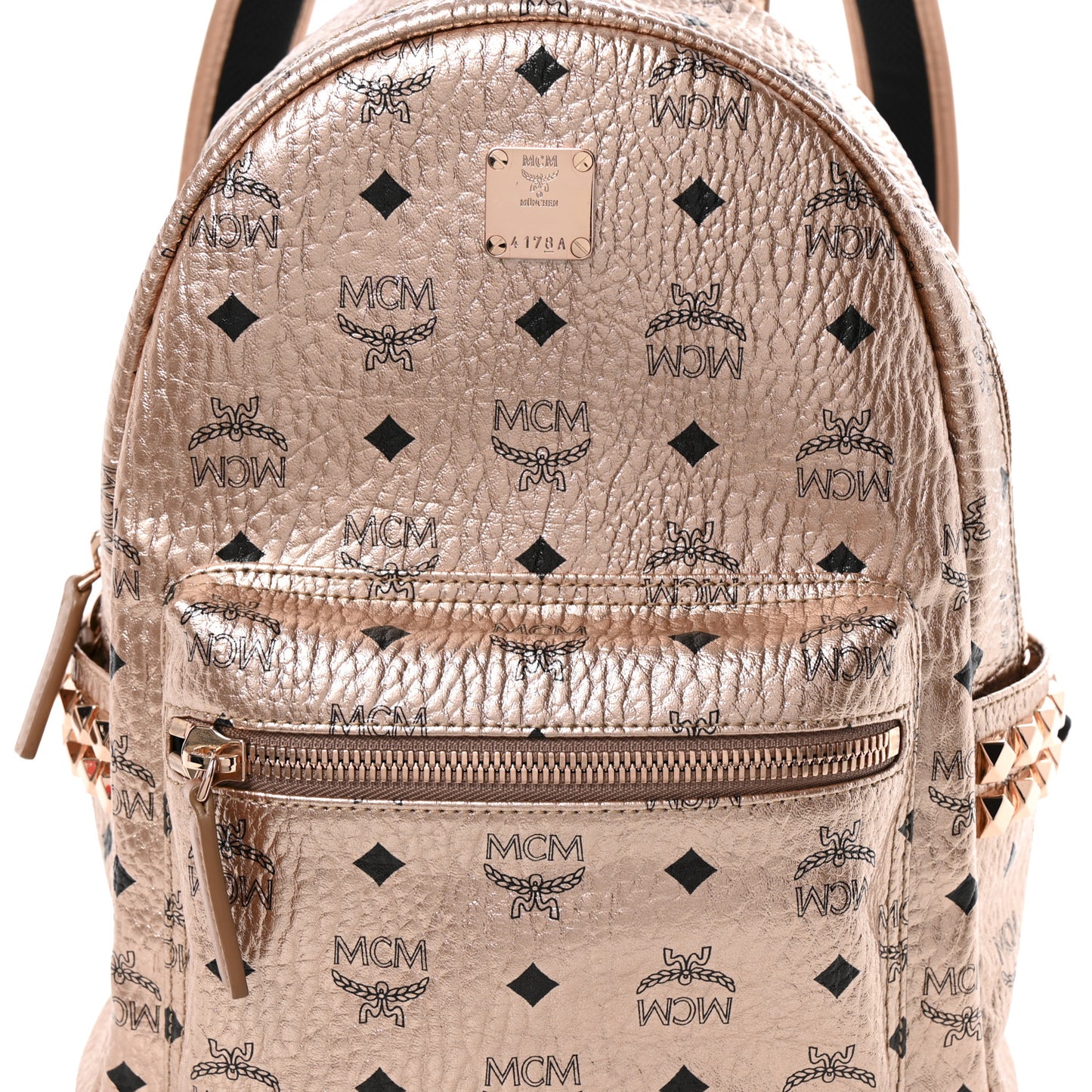 Metallic Visetos Side Stud Small Stark Backpack Champagne Gold