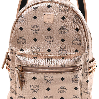 MCM Metallic Visetos Side Stud Small Stark Backpack Champagne Gold 7 of 10