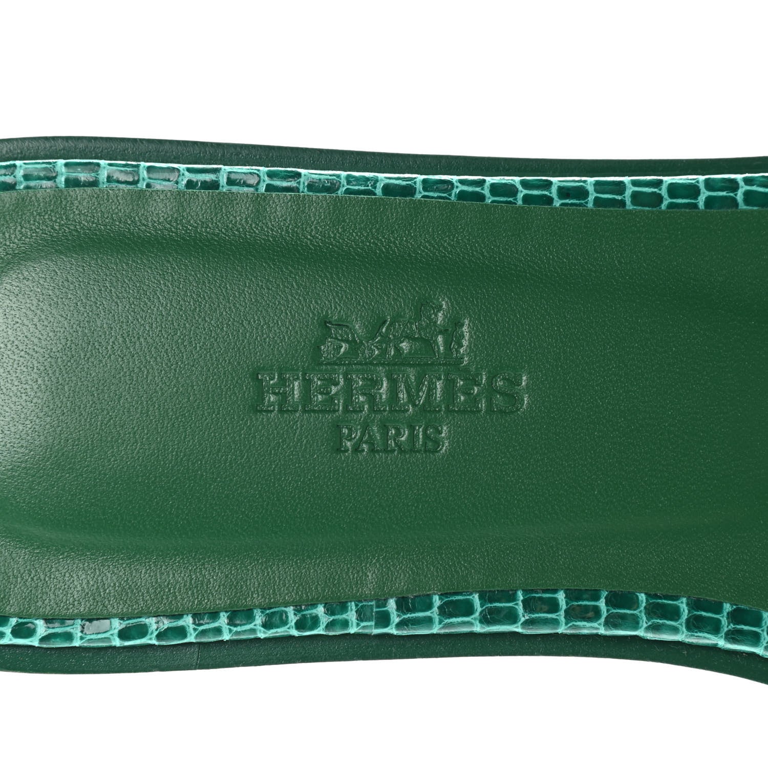 Hermes Lizard Oran Sandals 36.5 Vert Emeraude 7 of 8