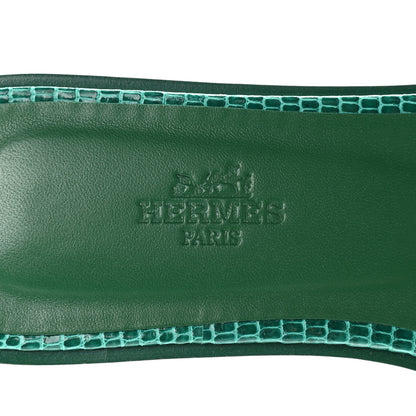 Hermes Lizard Oran Sandals 36.5 Vert Emeraude 7 of 8