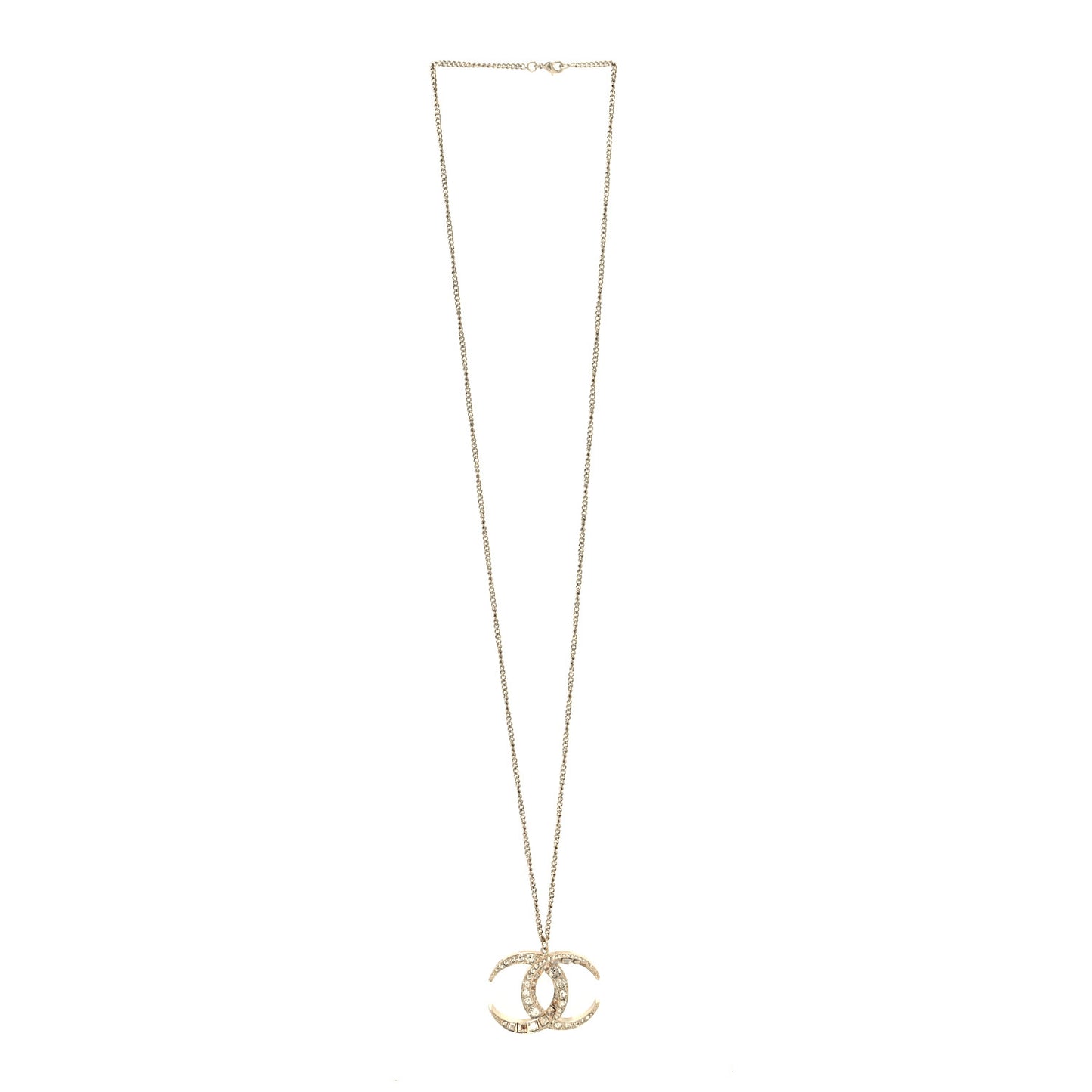 Baguette Crystal Moon CC Necklace Gold