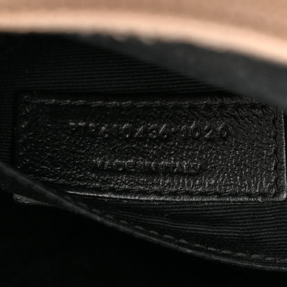 Saint Laurent Grain De Poudre Matelasse Chevron Quilted Round Vinyle Camera Bag Dark Beige 7 of 10