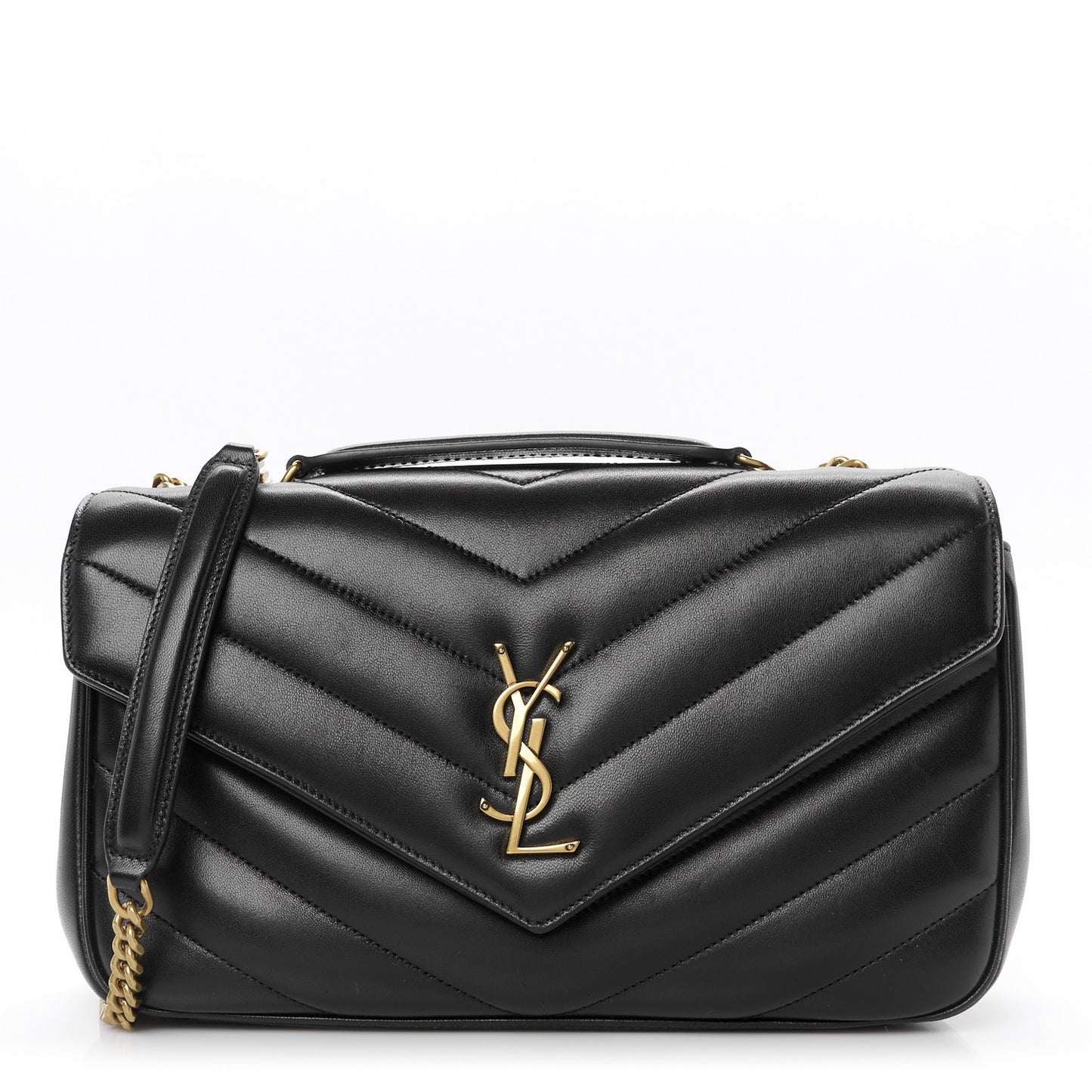 Lambskin Chevron Quilted Medium Loulou Black