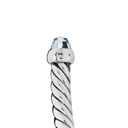 David Yurman Sterling Silver Diamond Blue Topaz 4mm Cable Flex Bracelet 4 of 4