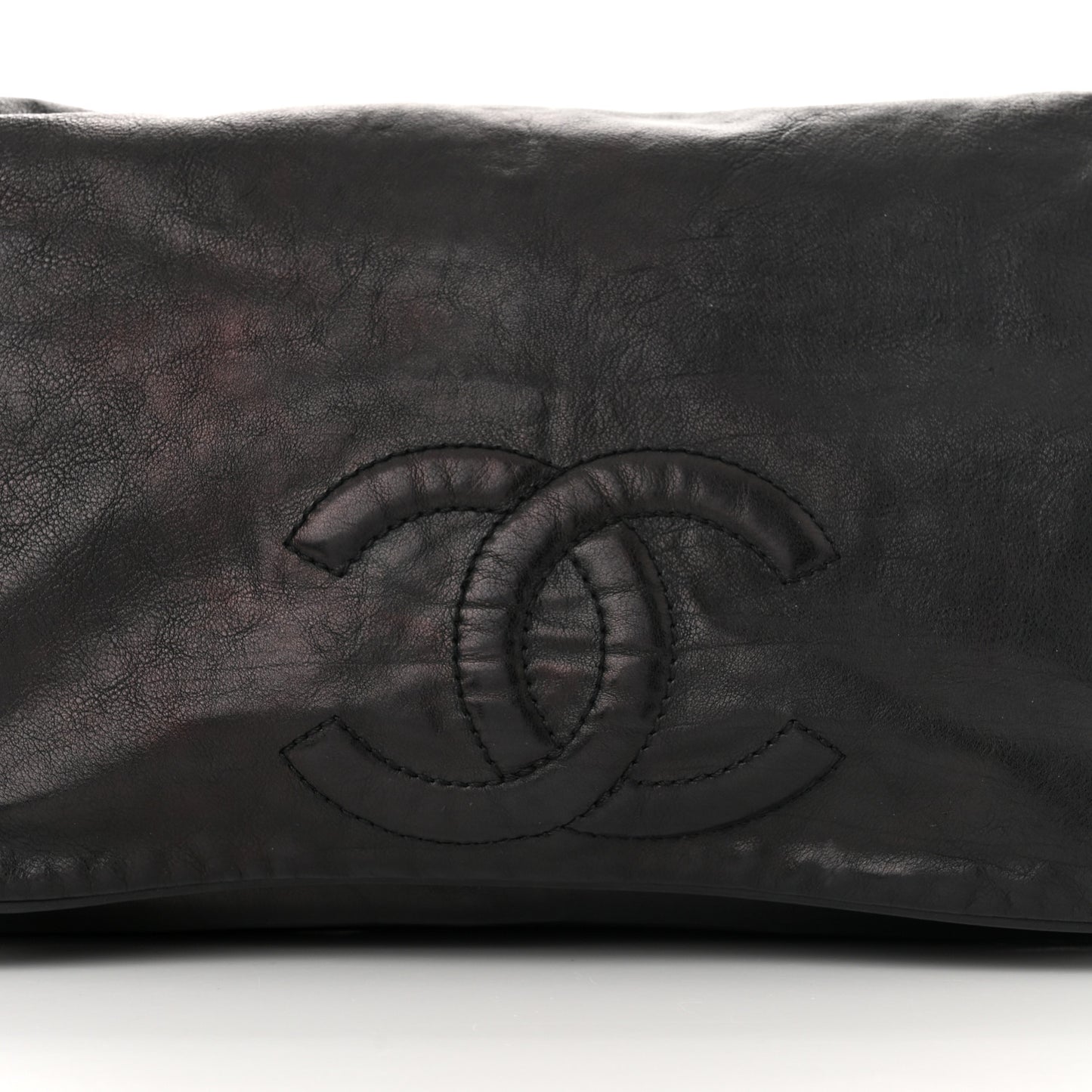 Calfskin Small Rock and Chain Flap Black