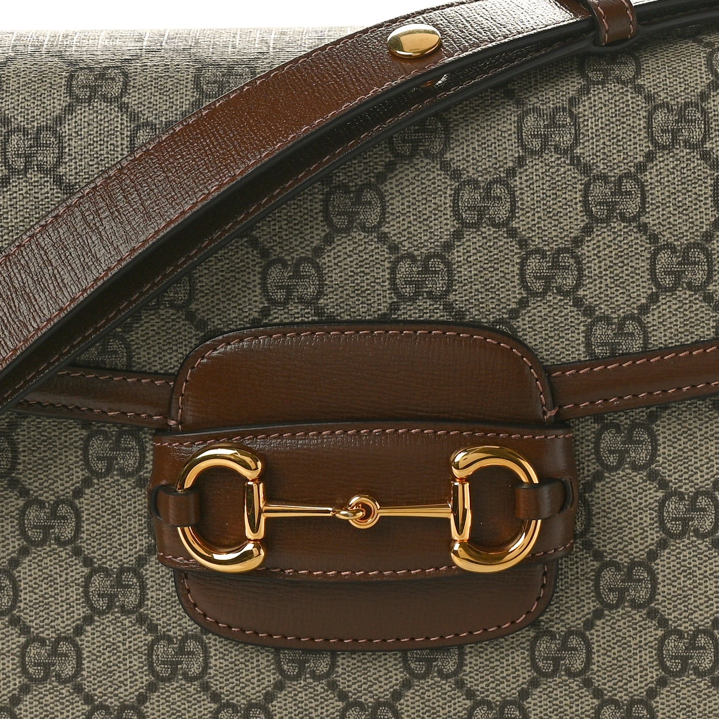 GG Supreme Monogram Horsebit 1955 Shoulder Bag Beige Brown Sugar