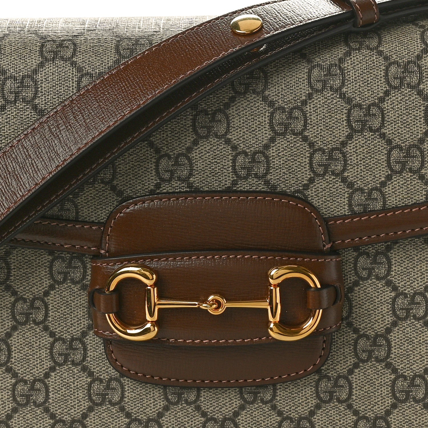 Gucci GG Supreme Monogram Horsebit 1955 Shoulder Bag Beige Brown Sugar 8 of 10