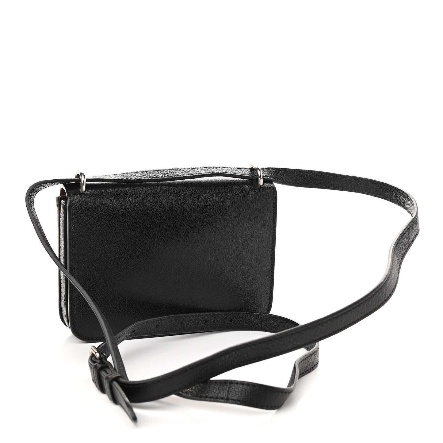 Goatskin Vintage Check Mini D-Ring Bag Black