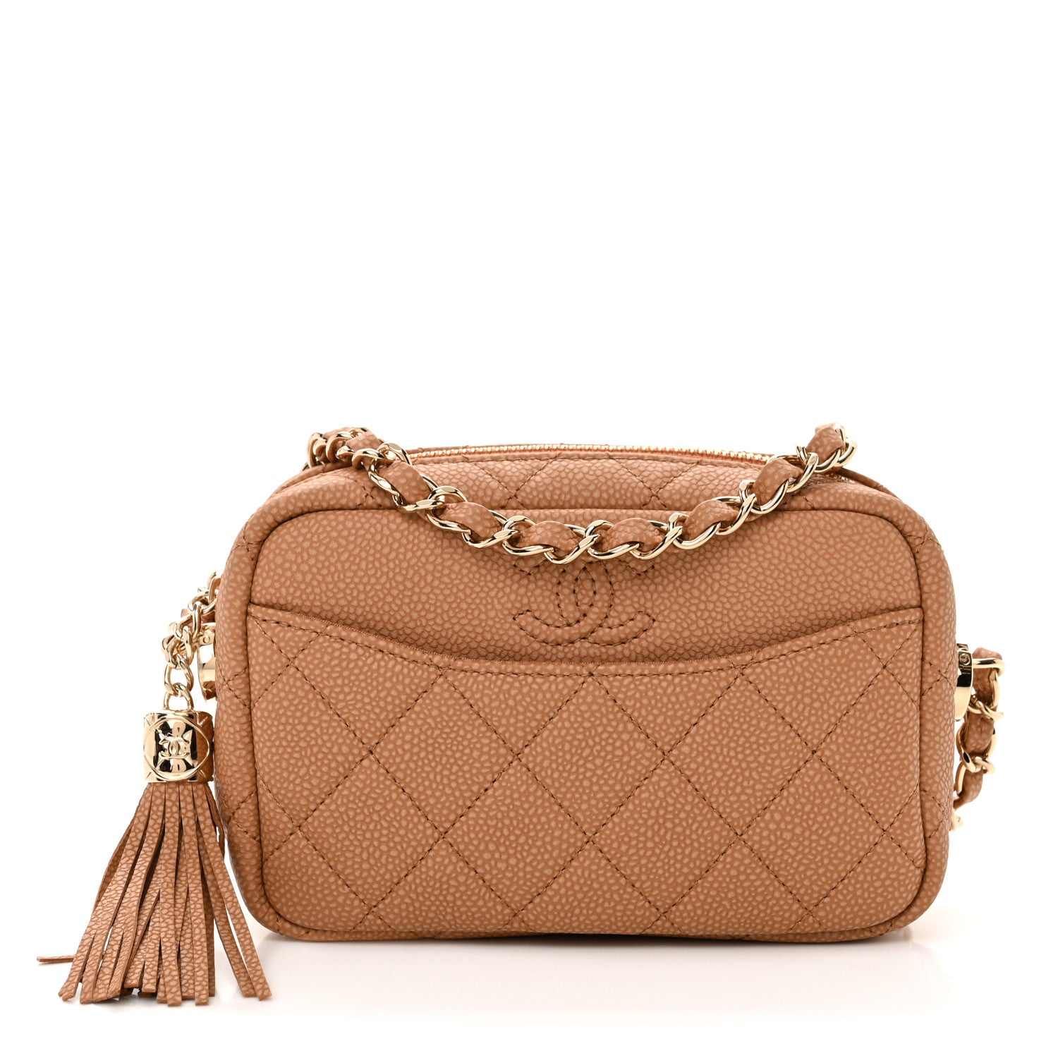 Chanel Caviar Quilted Mini Coco Tassel Camera Case Beige 1 of 10