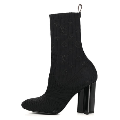 Louis Vuitton Monogram Stretch Fabric Silhouette Ankle Boots 36 Black 1 of 11