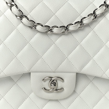 Chanel Caviar Quilted Jumbo Double Flap White 8 of 10