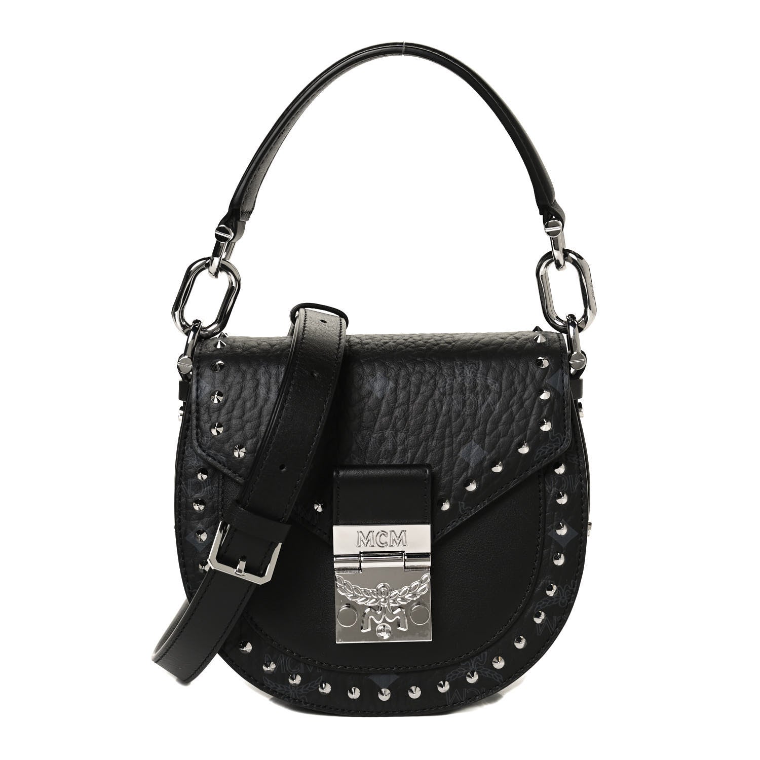 MCM Visetos Mini Patricia Studded Crossbody Bag Black 1 of 10