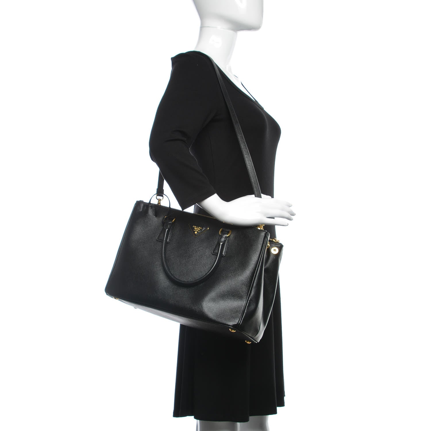 Prada Saffiano Medium Galleria Double Zip Tote Black 1 of 7