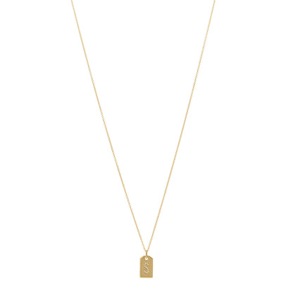 Tiffany 18K Yellow Gold Diamond Letter S Tag Pendant Necklace 1 of 3