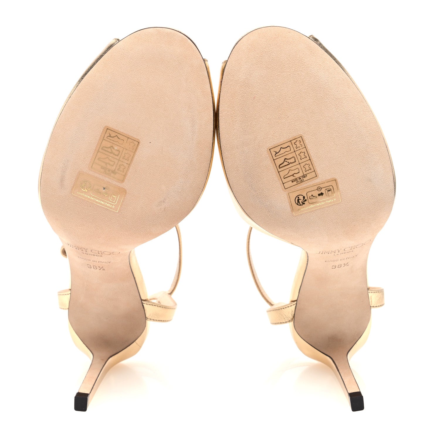 Jimmy Choo Metallic Nappa Crystal Sacora 85 Sandals 38.5 Gold 5 of 8