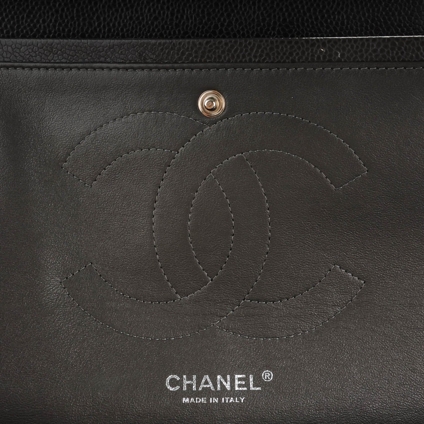 Caviar Quilted Jumbo Double Flap Dark Grey