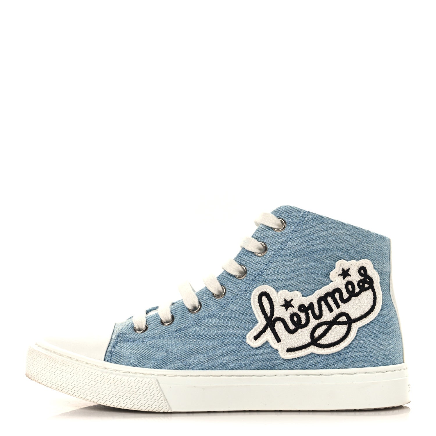 Hermes Denim Illico High Top Sneakers 35 Bleu Clair White 1 of 9