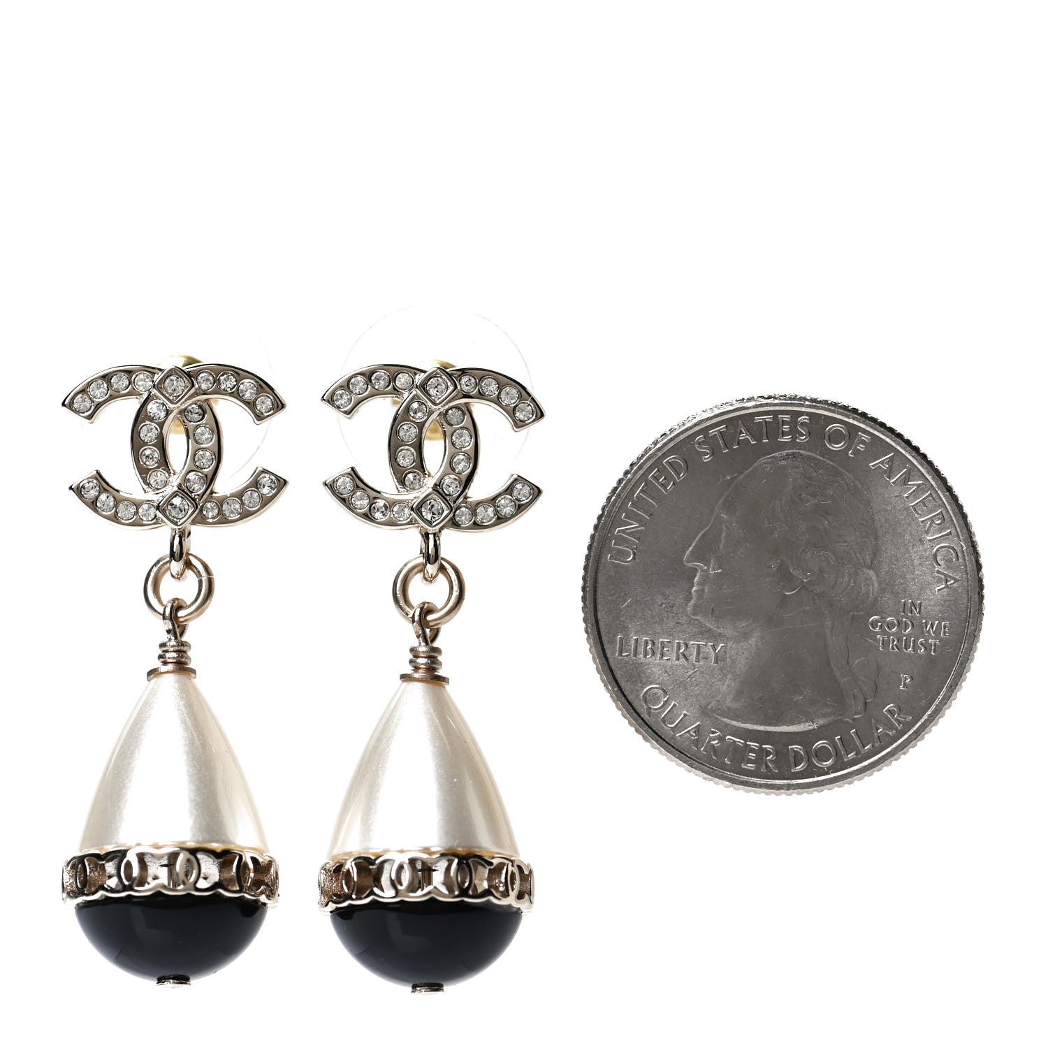 Chanel Crystal Bead Divine Highness Drop Earrings Gold 2 of 4