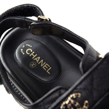 Chanel Grained Calfskin Velcro Dad Sandals 39.5 Black 8 of 11