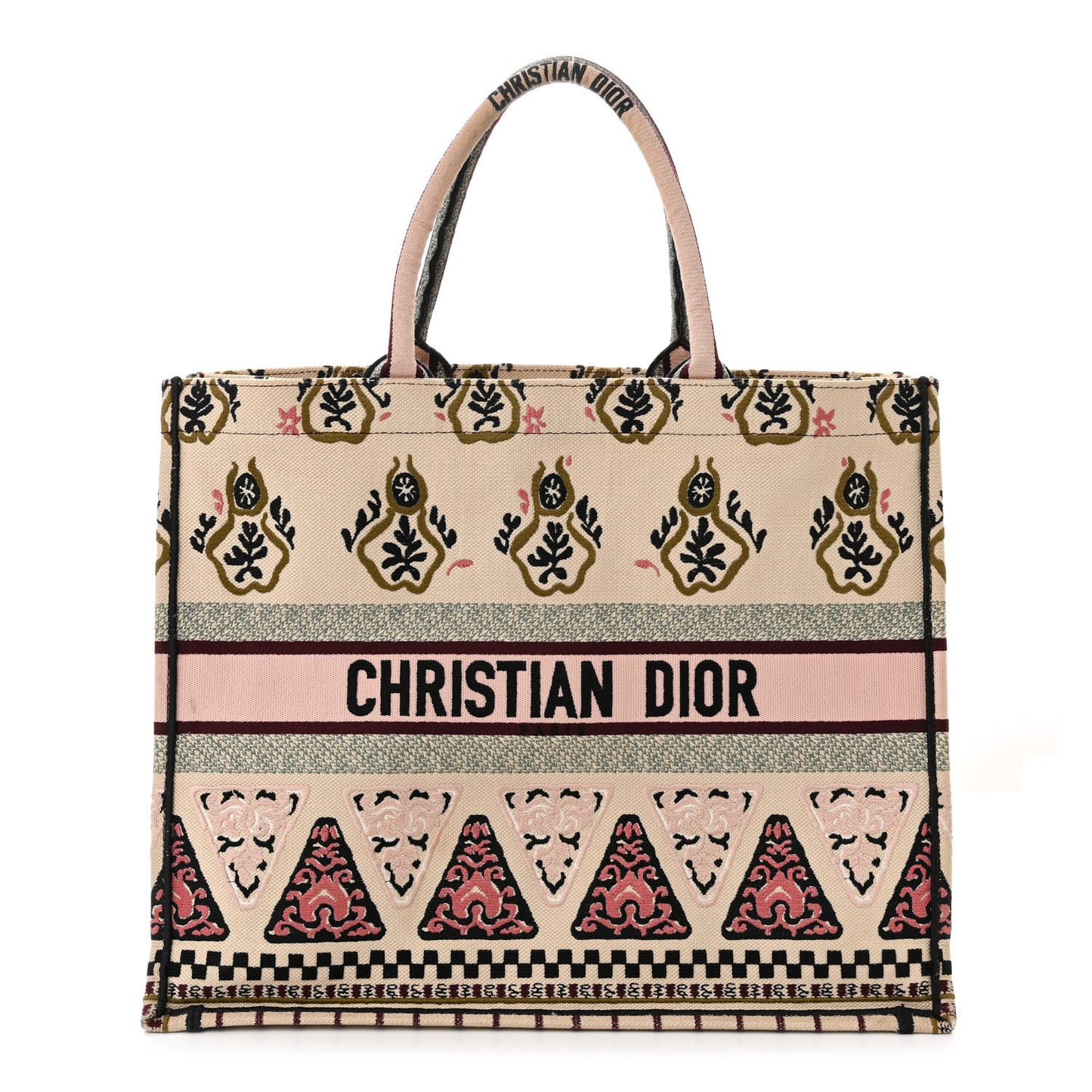 Canvas Embroidered Geometric Book Tote Multicolor