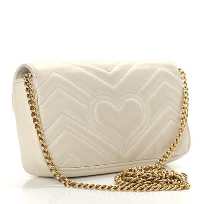 Gucci Calfskin Matelasse Super Mini GG Marmont Shoulder Bag White 3 of 13